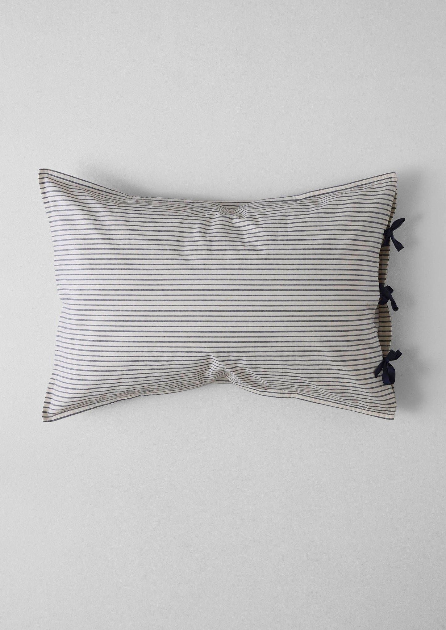Pyjama Stripe Cotton Housewife Pillowcase | Navy/Ecru