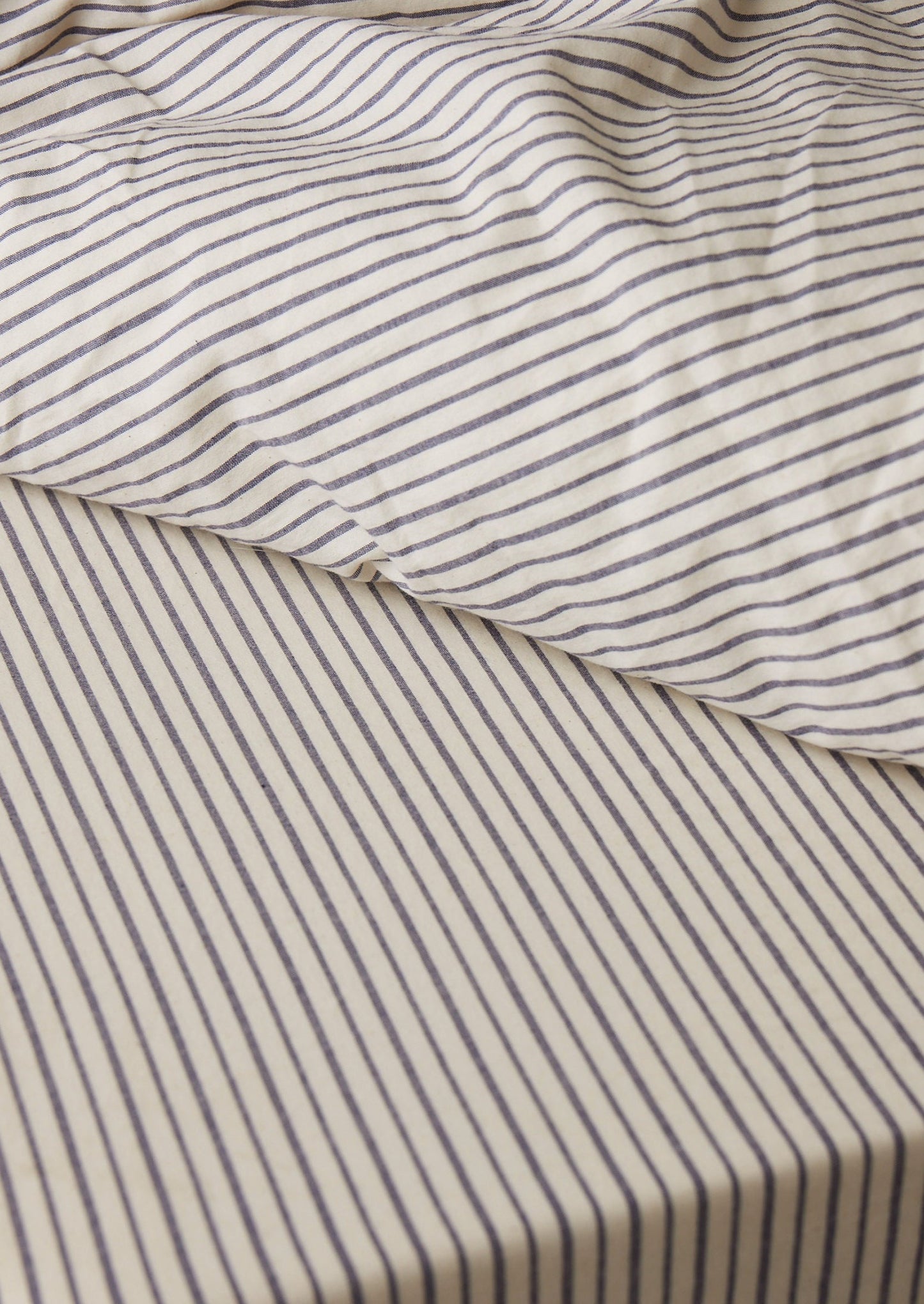 Pyjama Stripe Cotton Fitted Sheet | Navy/Ecru