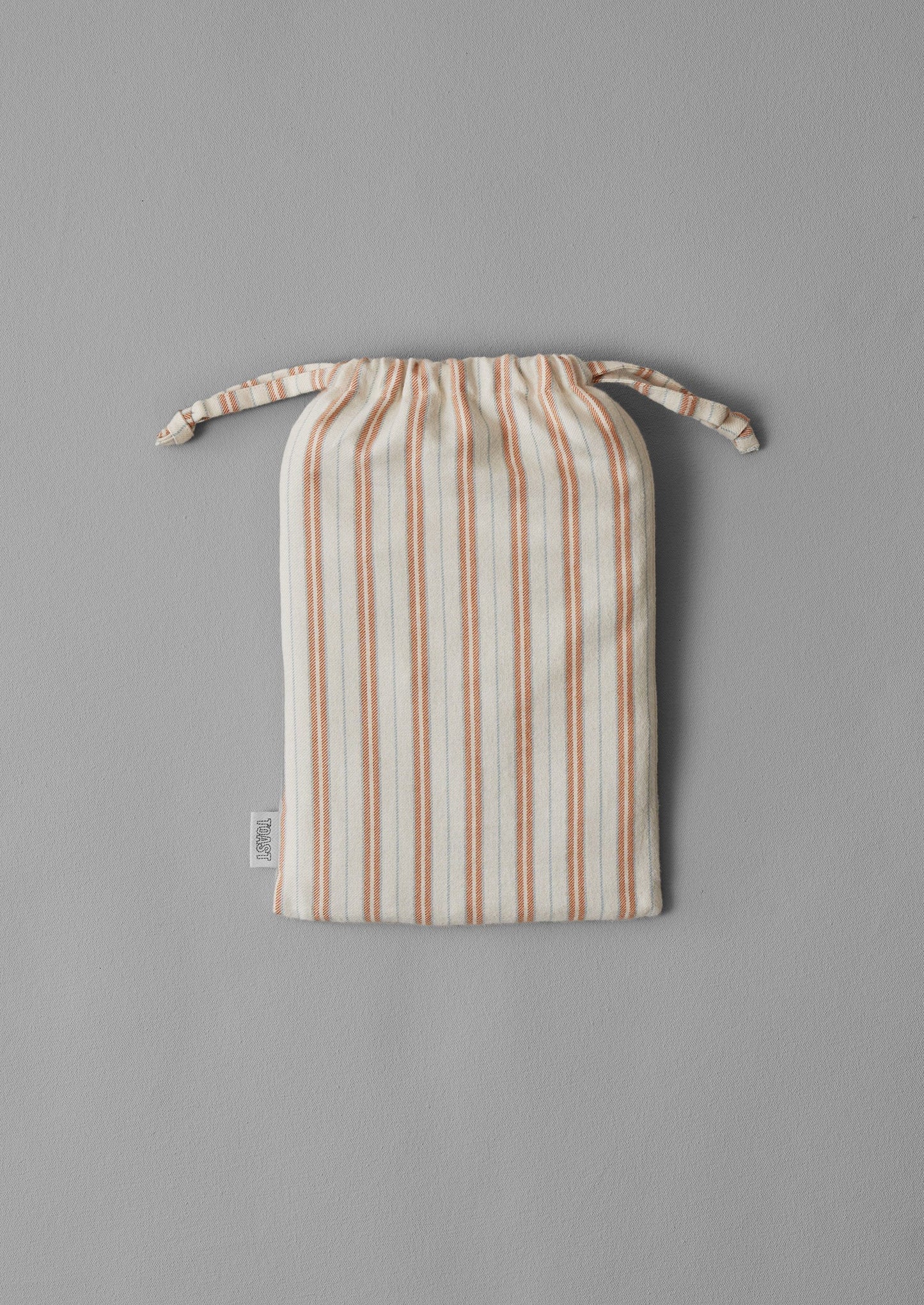Ines Stripe Cotton Flannel Housewife Pillowcase Set | Apricot/Soft Blue