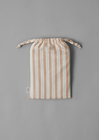 Ines Stripe Cotton Flannel Housewife Pillowcase Set | Apricot/Soft Blue