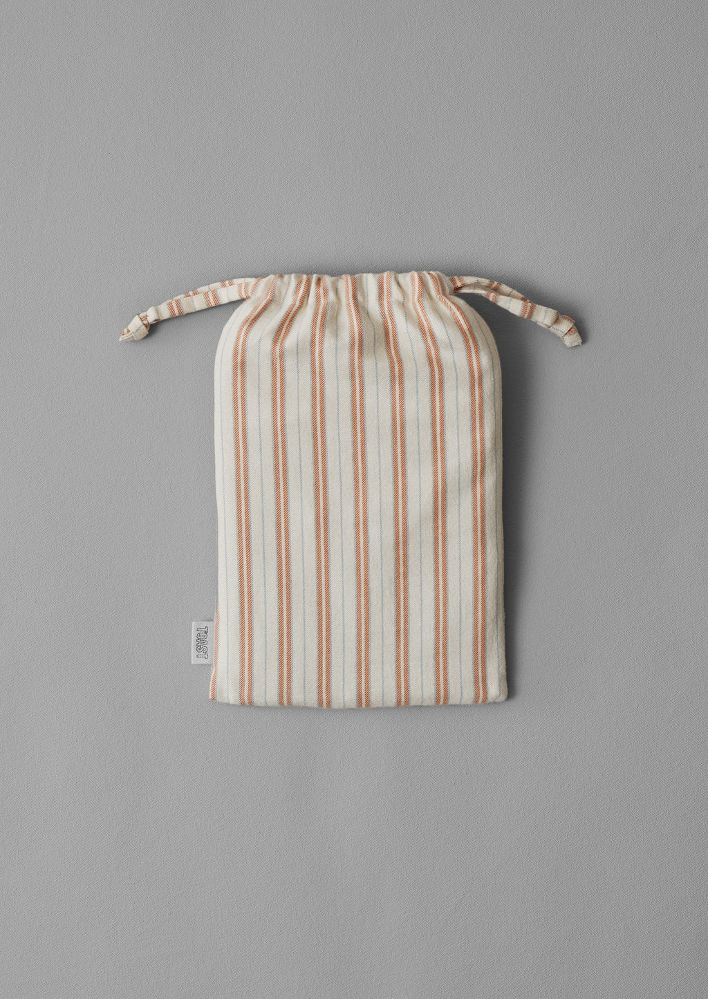 Ines Stripe Cotton Flannel Oxford Pillowcase Set | Apricot/Soft Blue