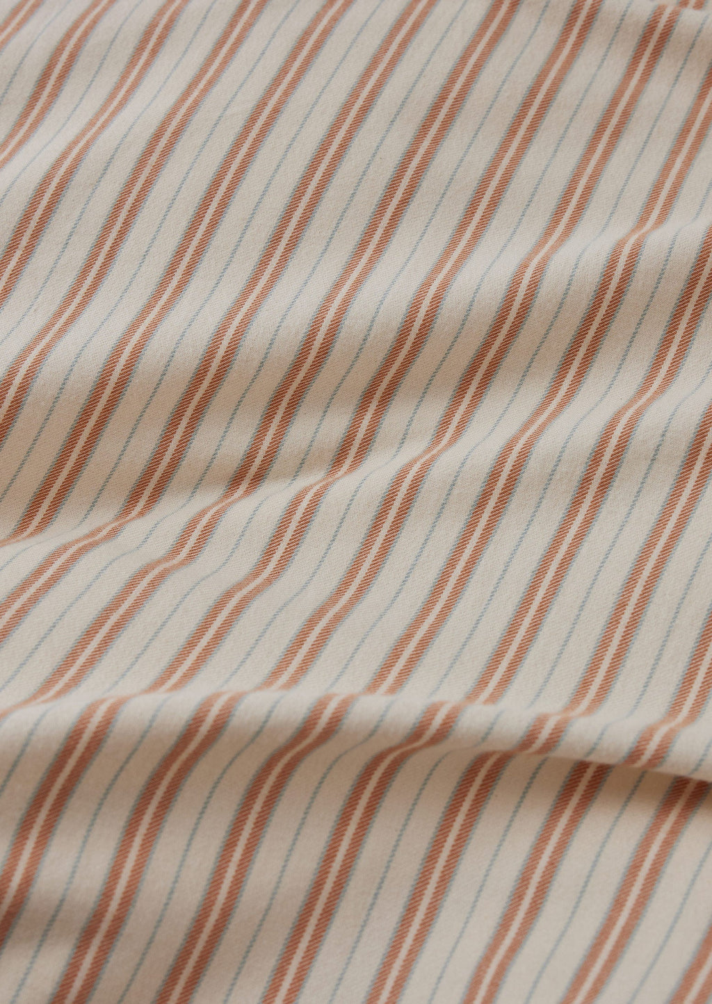 Ines Stripe Cotton Flannel Duvet Cover | Apricot/Soft Blue