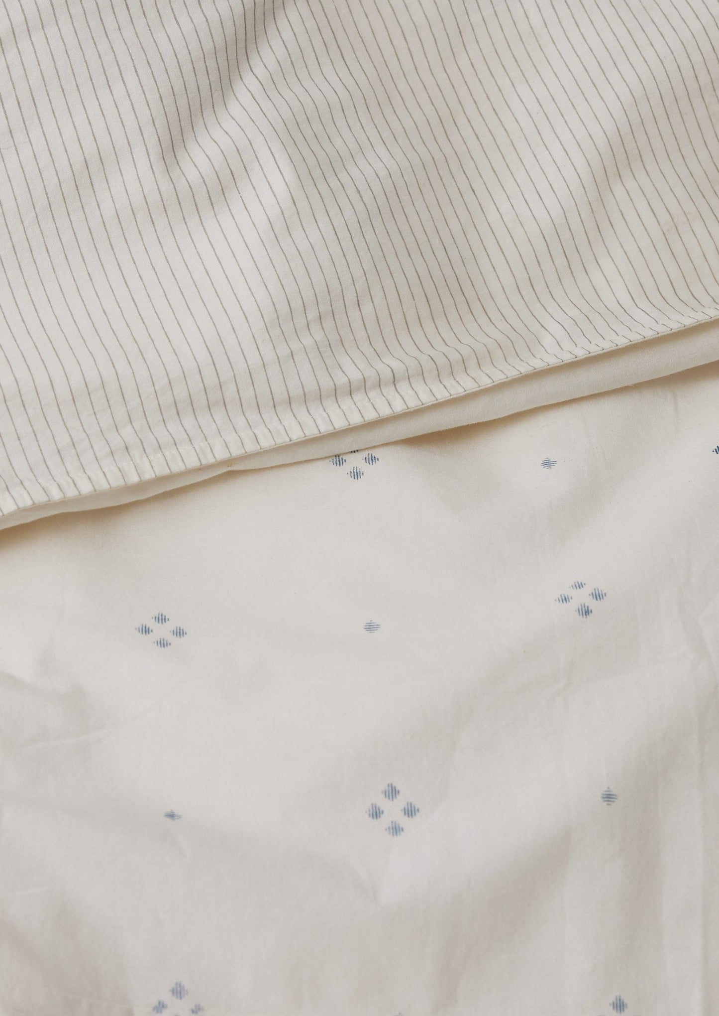 Rowan Print Cotton Poplin Duvet Cover | Ecru/Soft Blue