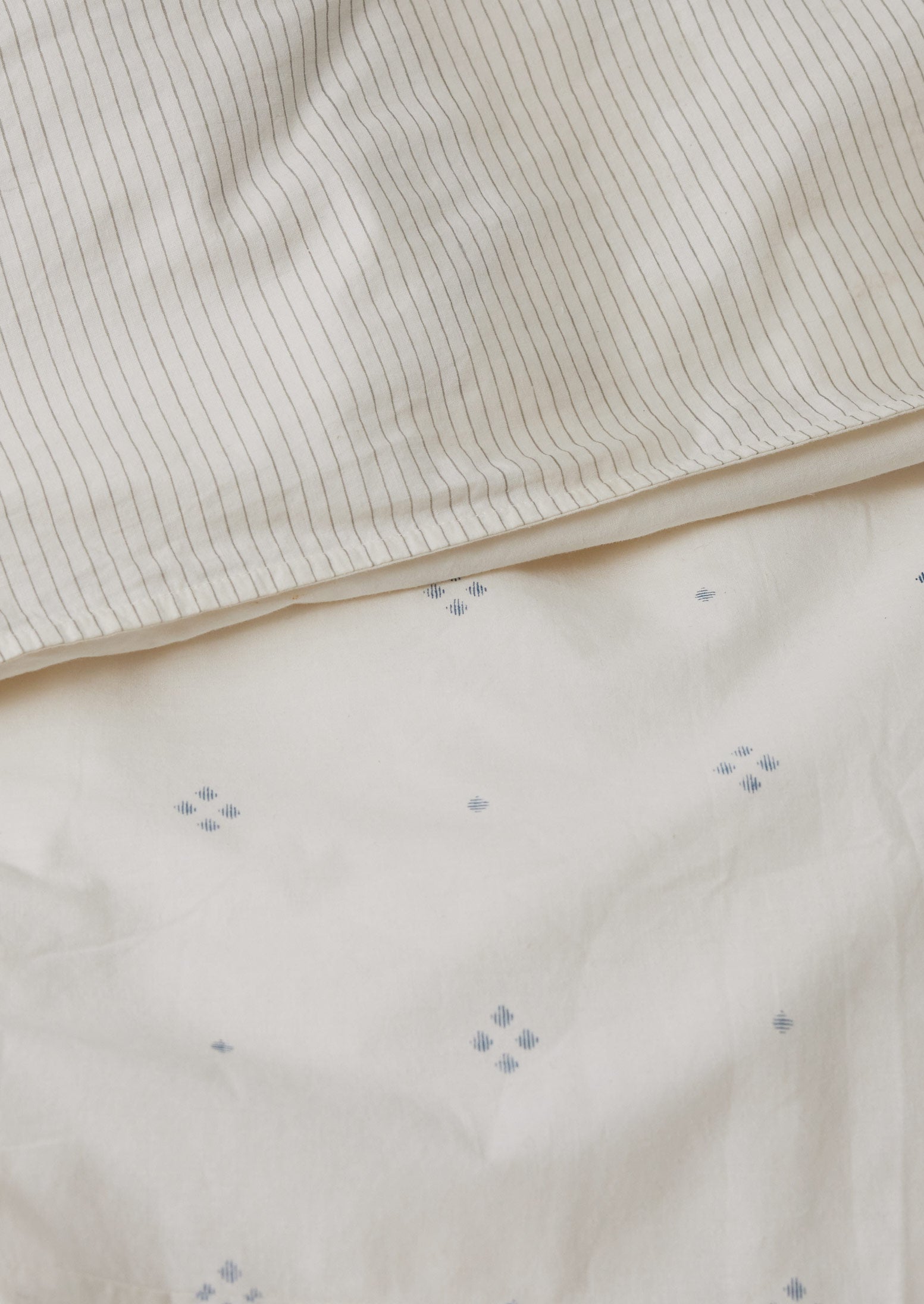 Rowan Print Cotton Poplin Duvet Cover | Ecru/Soft Blue