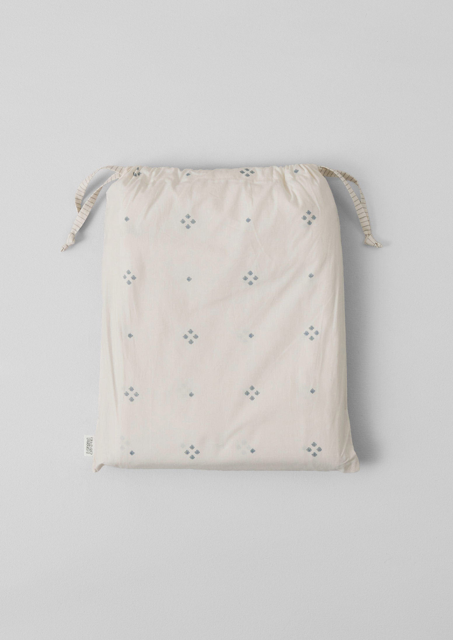 Rowan Print Cotton Poplin Duvet Cover | Ecru/Soft Blue