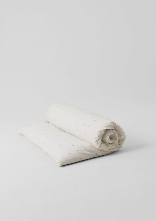 Rowan Print Cotton Poplin Duvet Cover | Ecru/Soft Blue