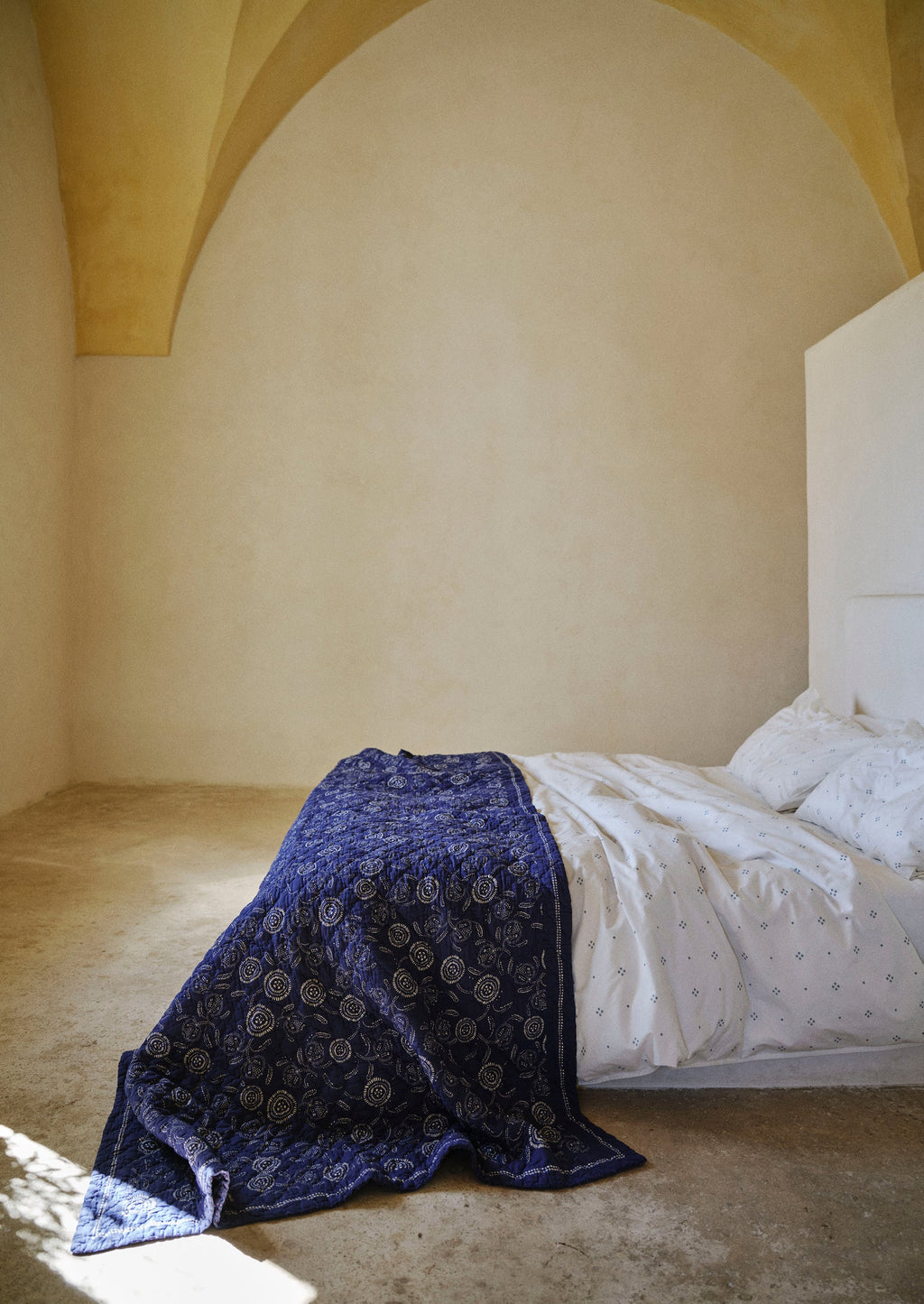 Rowan Print Cotton Poplin Duvet Cover | Ecru/Soft Blue