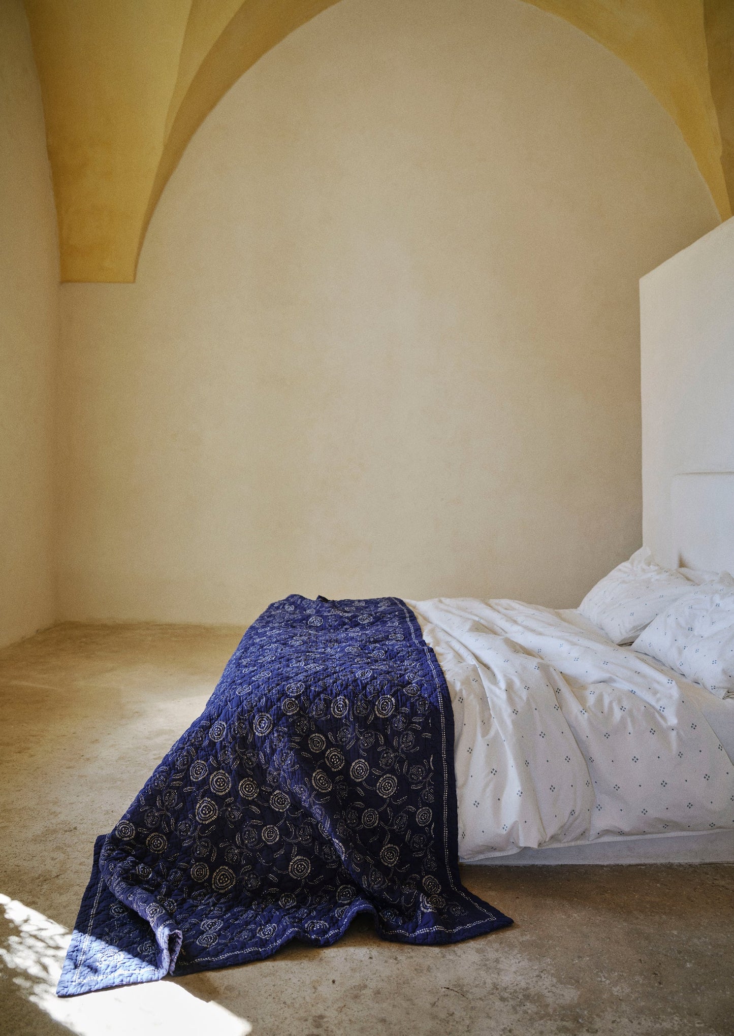 Rowan Print Cotton Poplin Duvet Cover | Ecru/Soft Blue