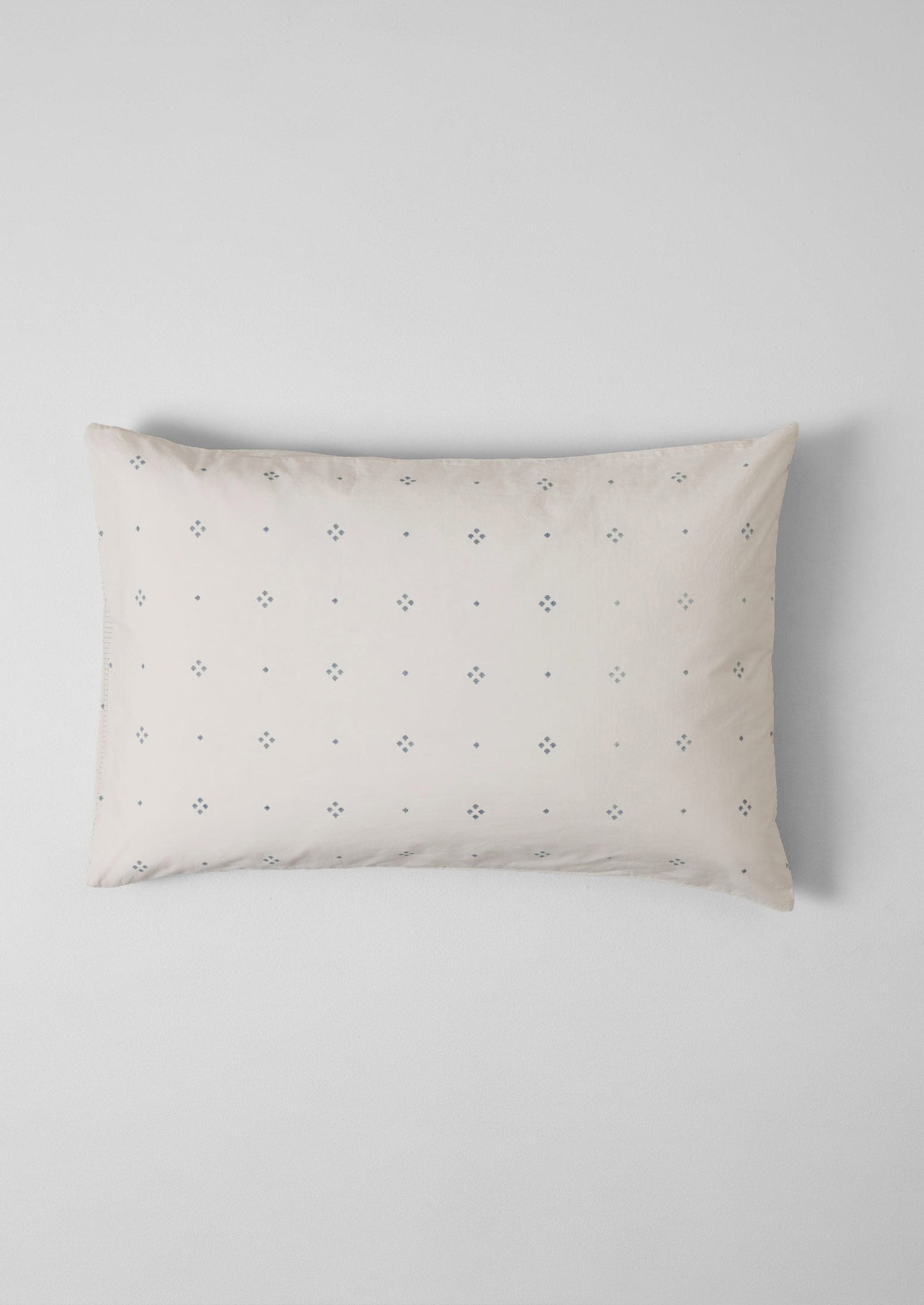 Rowan Print Cotton Poplin Housewife Pillowcase Set | Ecru/Soft Blue