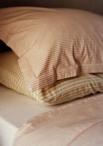 Soft Stripe Cotton Oxford Pillowcase Set | Clay/Ecru