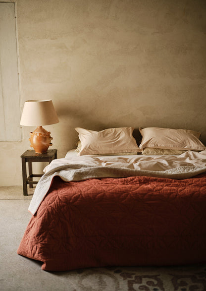 Soft Stripe Cotton Oxford Pillowcase Set | Clay/Ecru