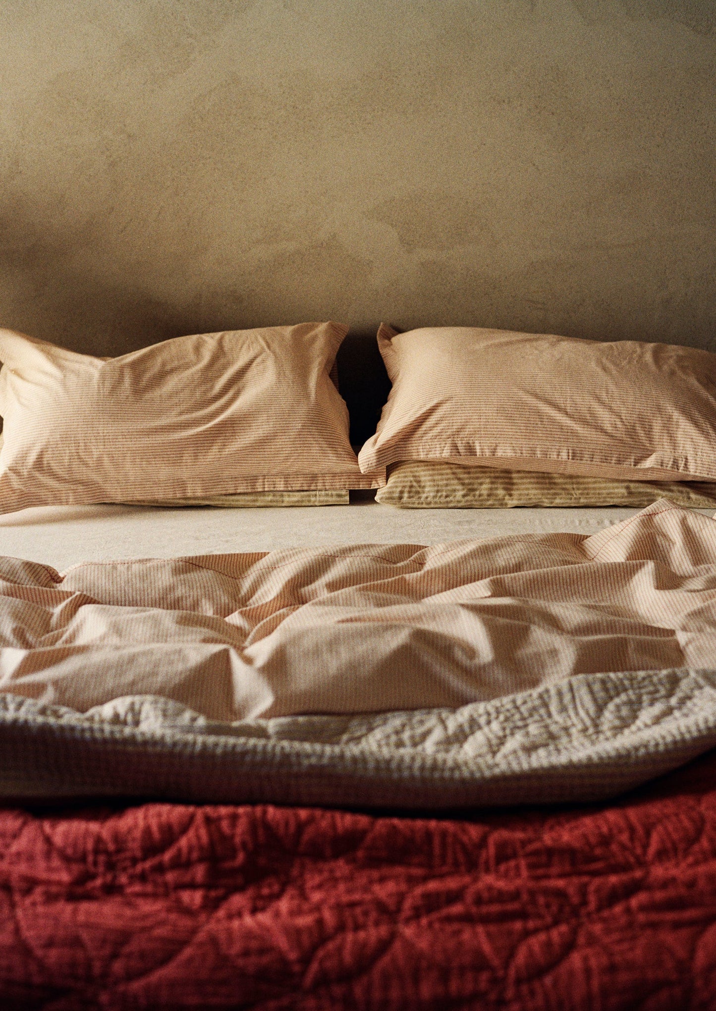 Soft Stripe Cotton Duvet Cover | Clay/Ecru