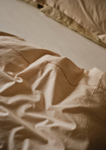 Soft Stripe Cotton Duvet Cover | Clay/Ecru