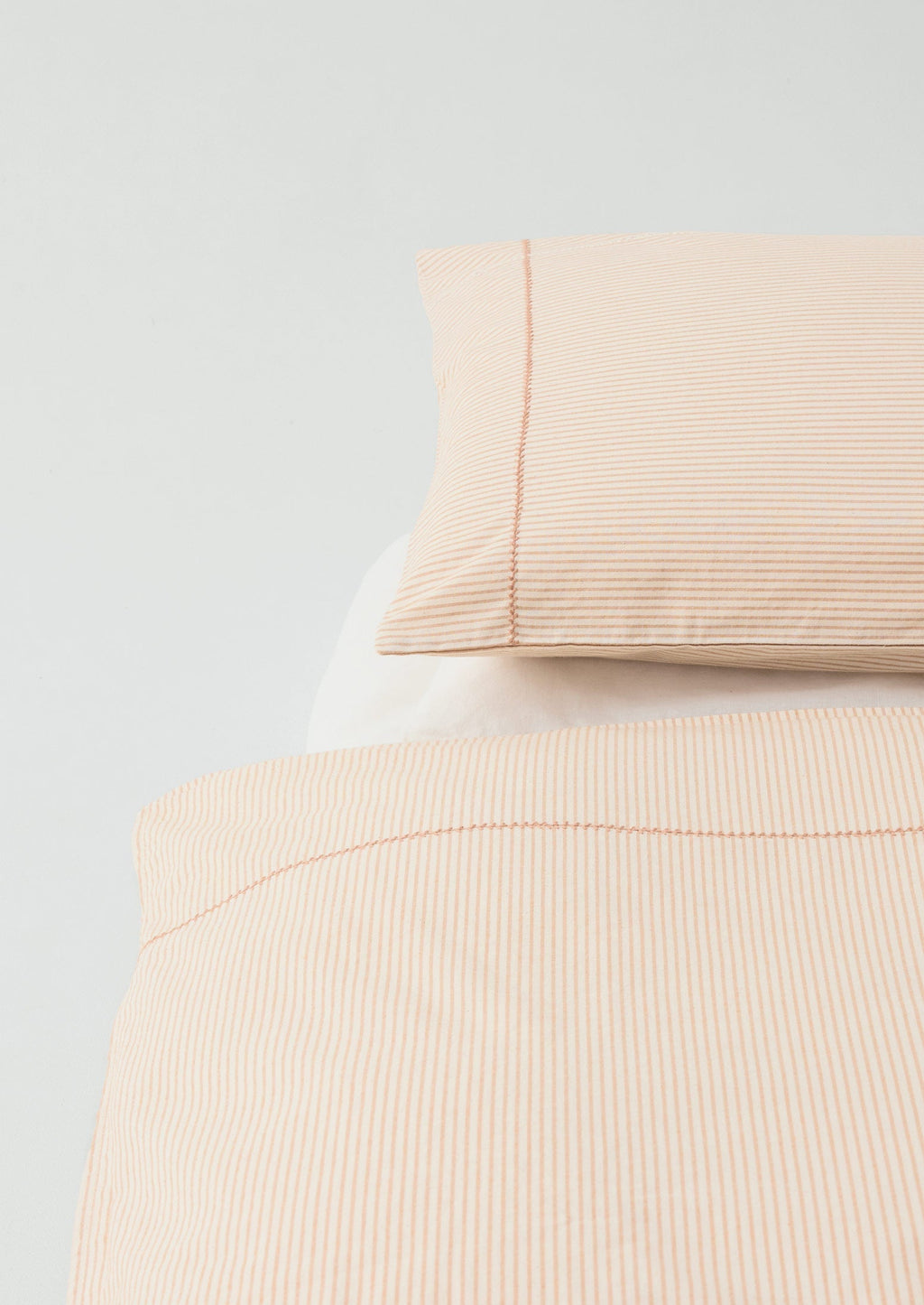 Soft Stripe Cotton Duvet Cover | Clay/Ecru