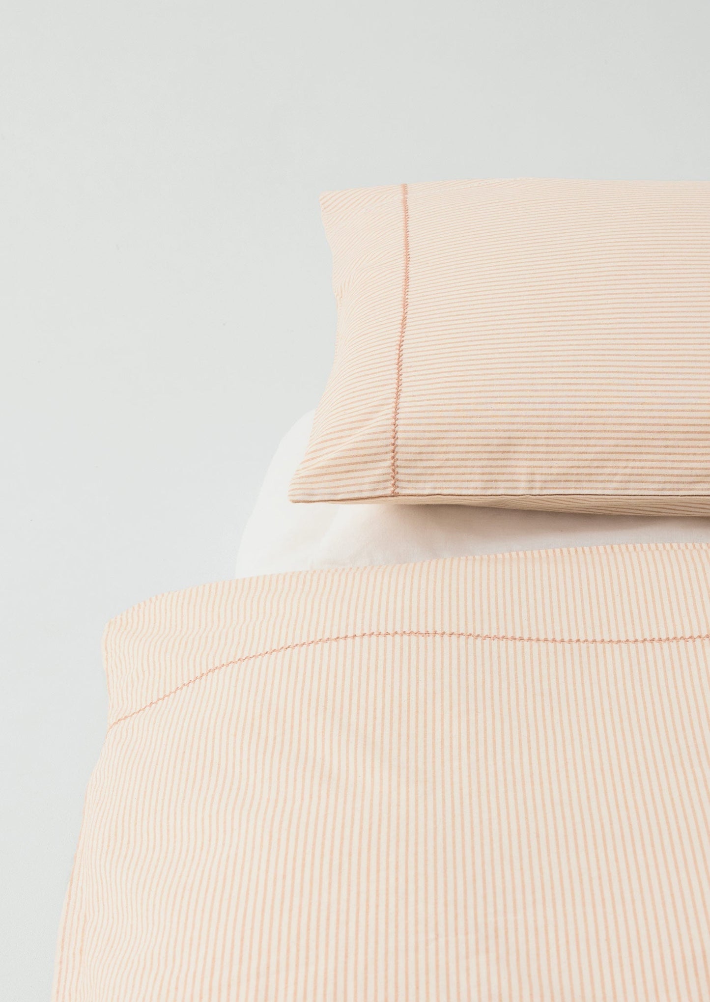 Soft Stripe Cotton Duvet Cover | Clay/Ecru
