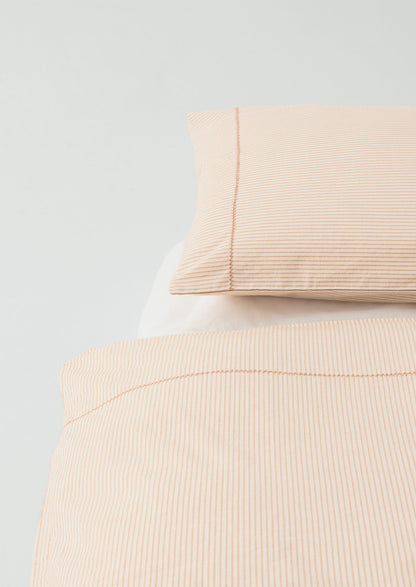 Soft Stripe Cotton Duvet Cover | Clay/Ecru