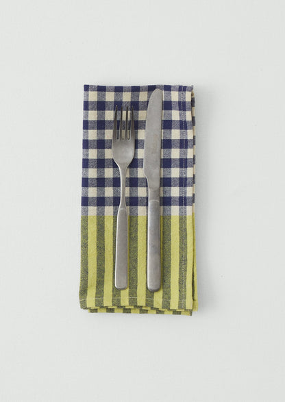 Hand Woven Siesta Check Napkin | Cobalt/Citrus
