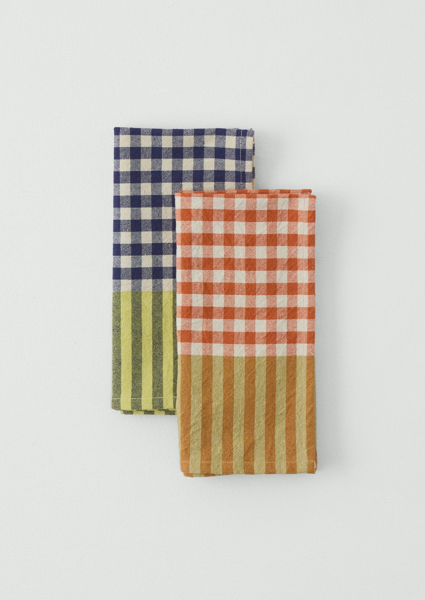 Hand Woven Siesta Check Napkin | Peach/Bright Olive