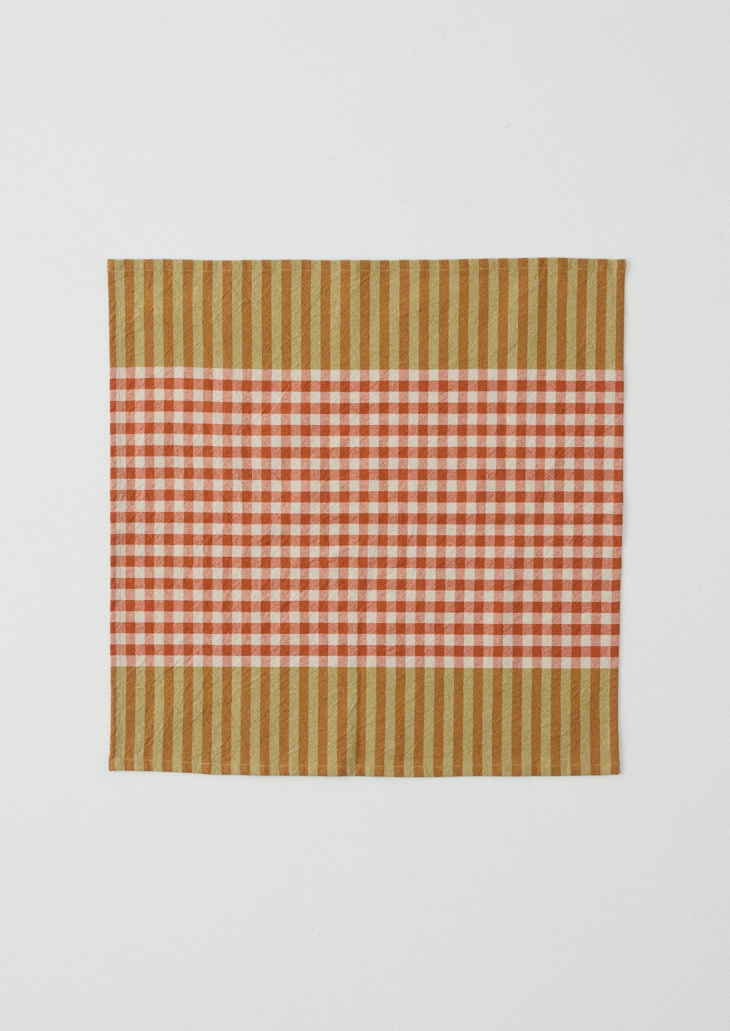 Hand Woven Siesta Check Napkin | Peach/Bright Olive