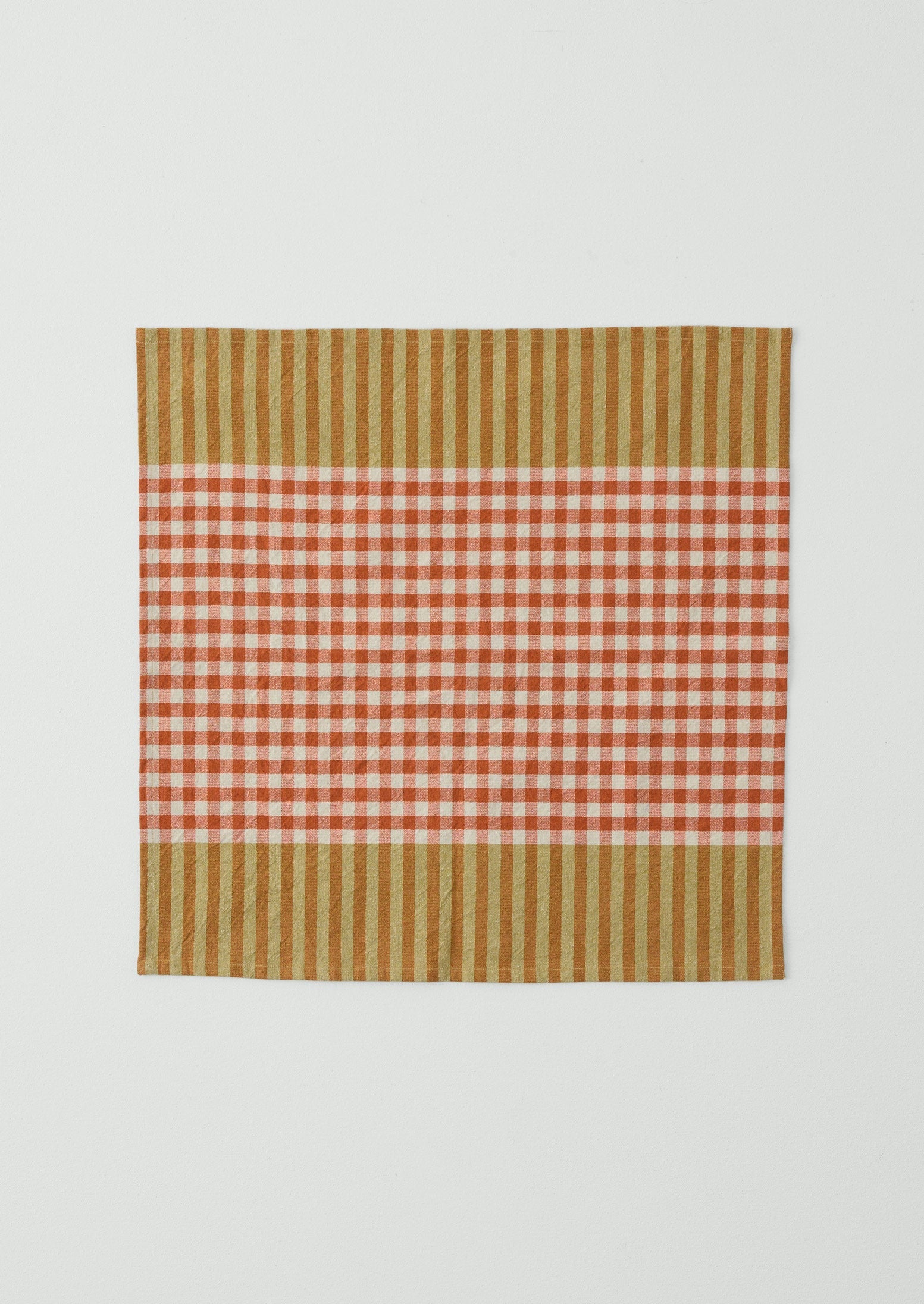 Hand Woven Siesta Check Napkin | Peach/Bright Olive
