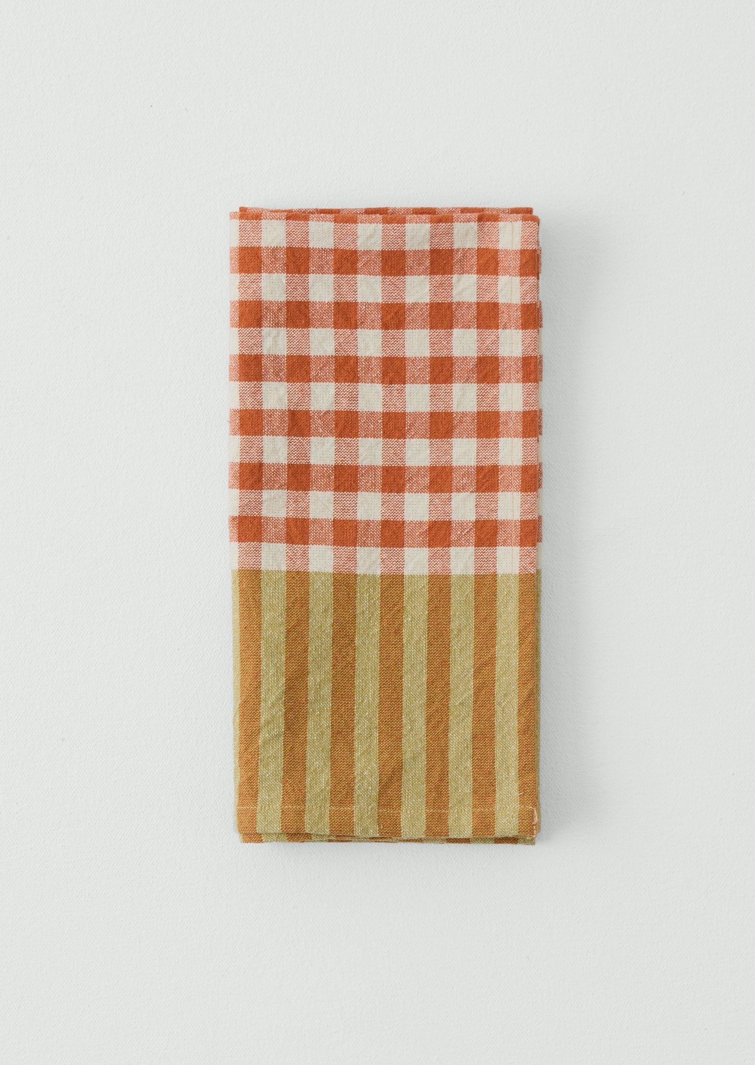 Hand Woven Siesta Check Napkin | Peach/Bright Olive