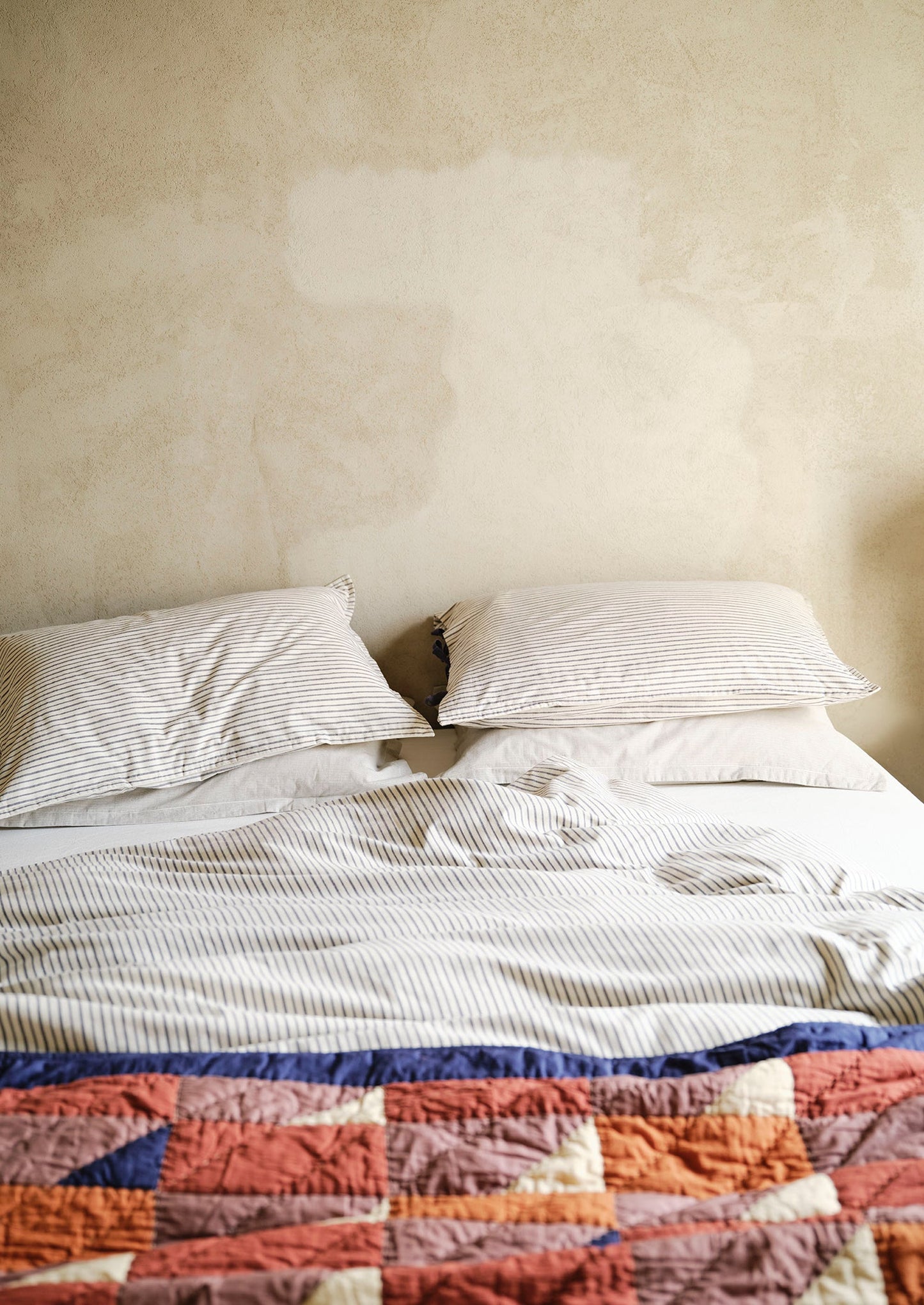 Pyjama Stripe Cotton Duvet Cover | Navy/Ecru