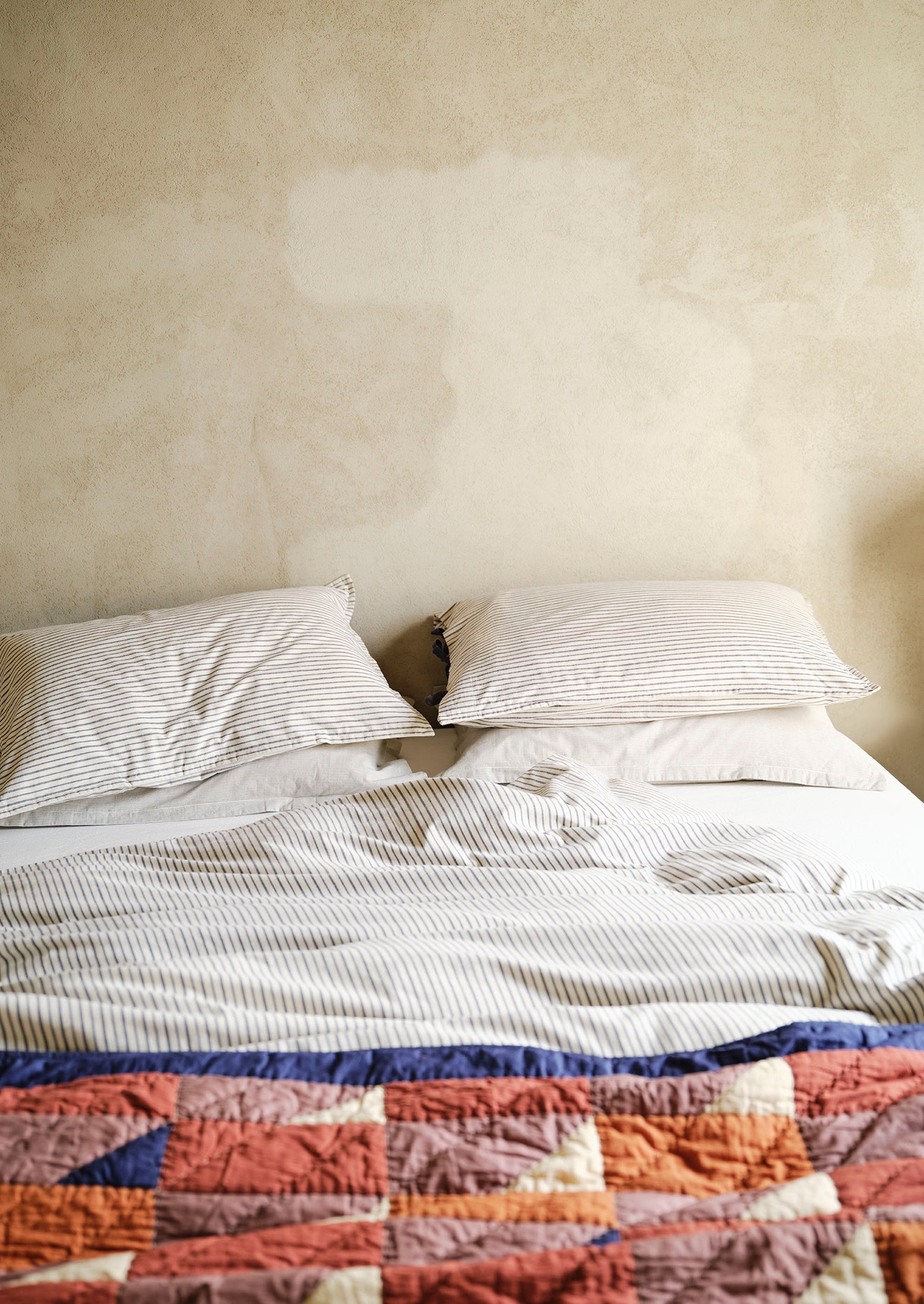 Pyjama Stripe Cotton Duvet Cover | Navy/Ecru