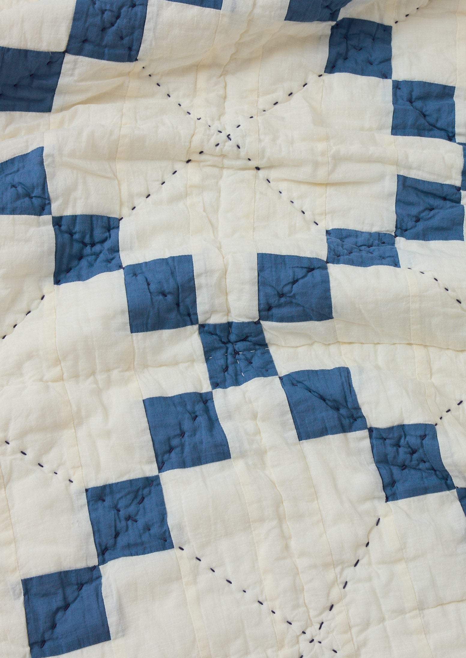 Lattice Patchwork Quilt | Ecru/Aegean Blue