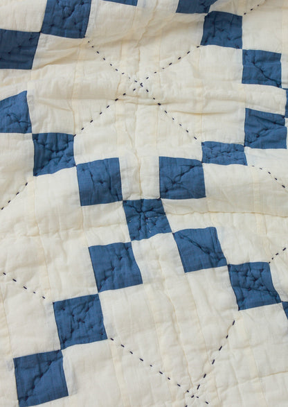 Lattice Patchwork Quilt | Ecru/Aegean Blue