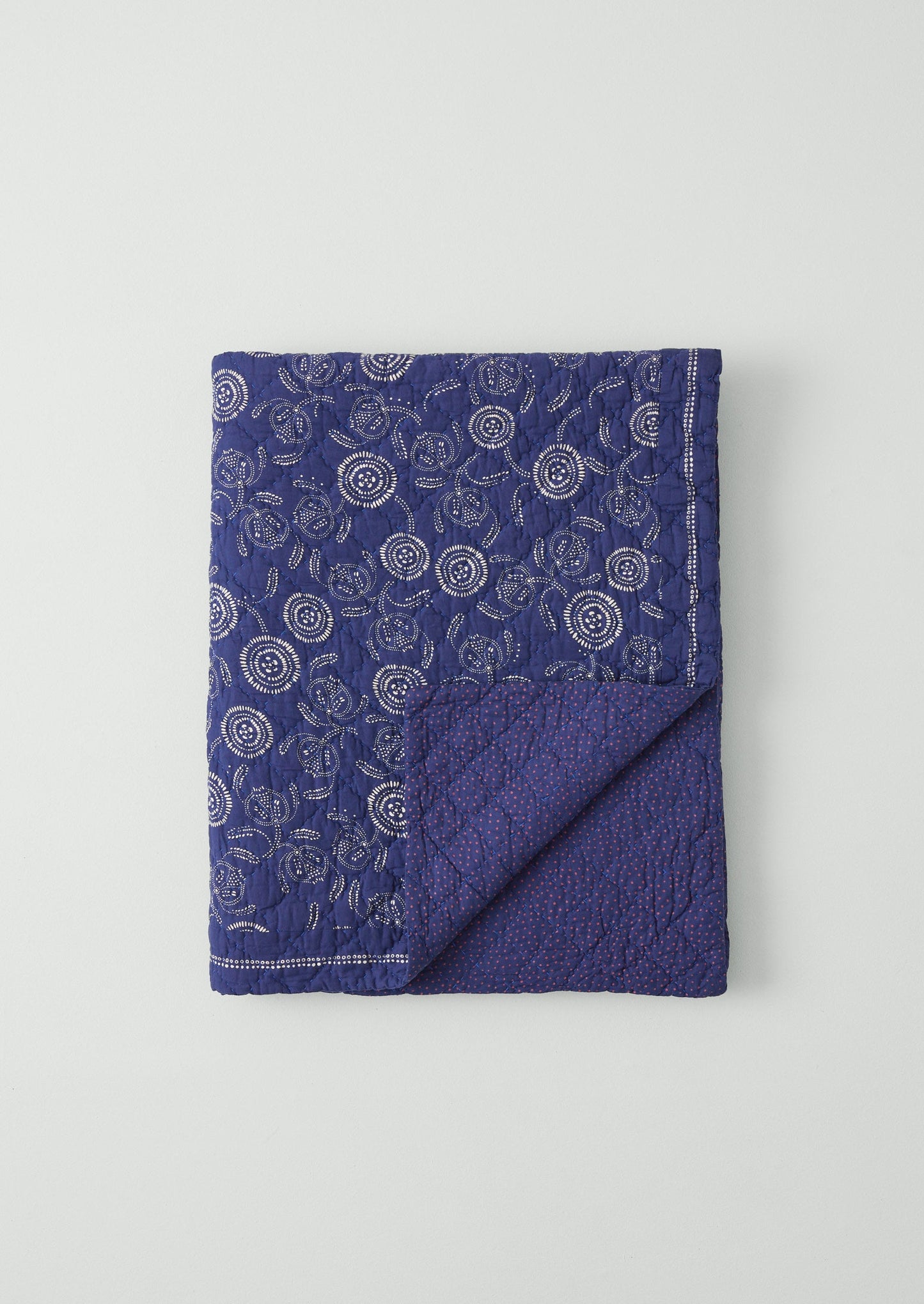 Pomegranate Print Quilt | Indigo Blue/Ecru