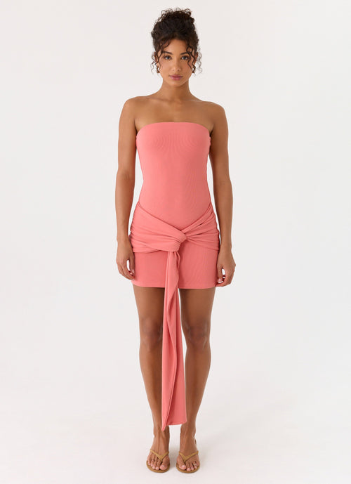 Jiliana Strapless Mini Dress - Coral