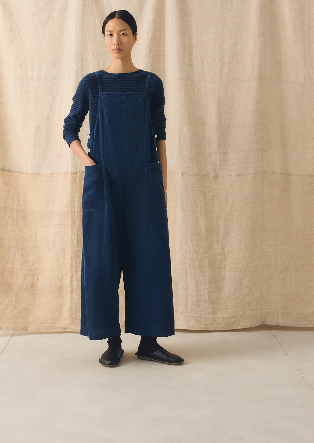 Organic Cord Pocket Jumpsuit | Denim Blue