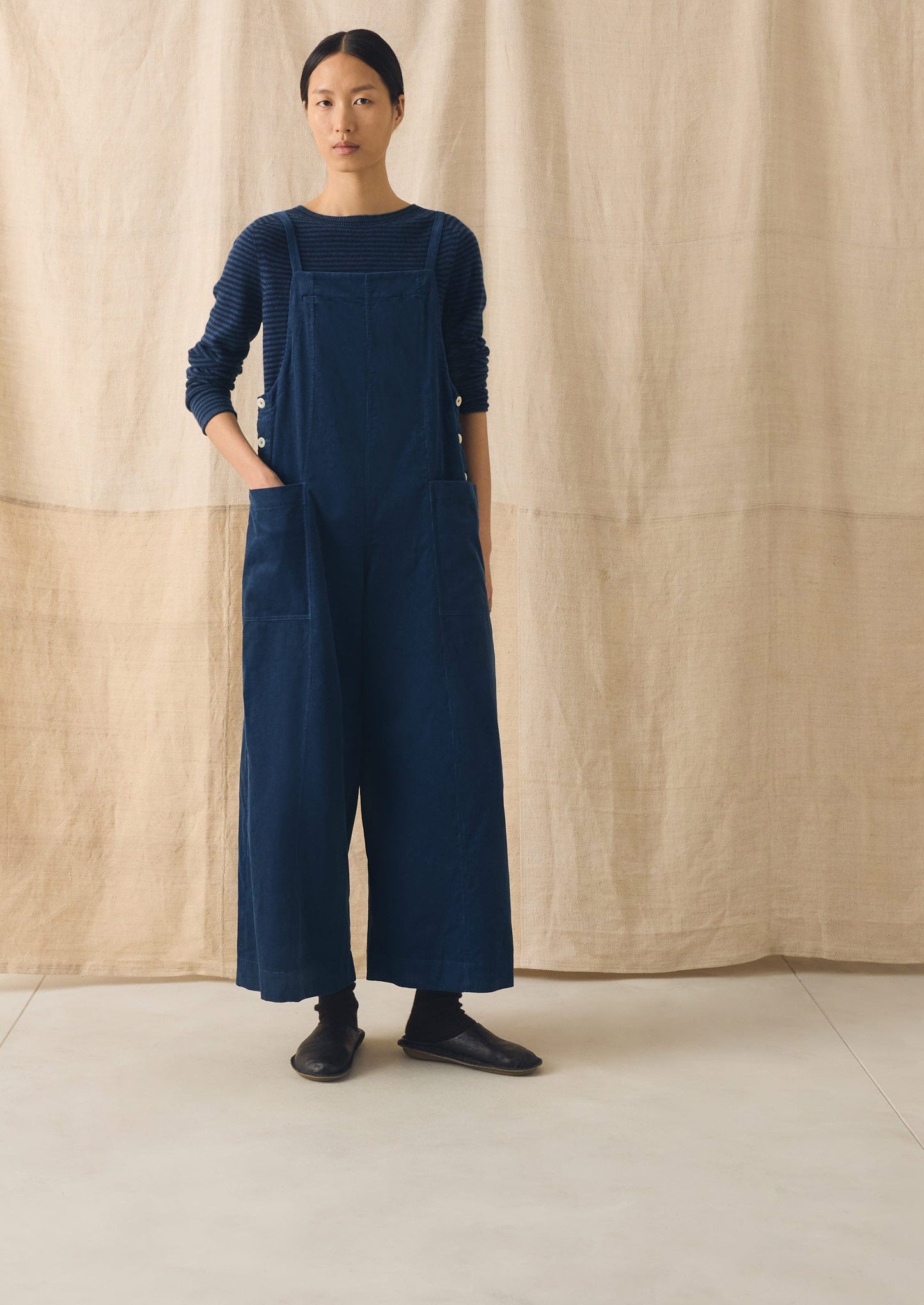 Organic Cord Pocket Jumpsuit | Denim Blue