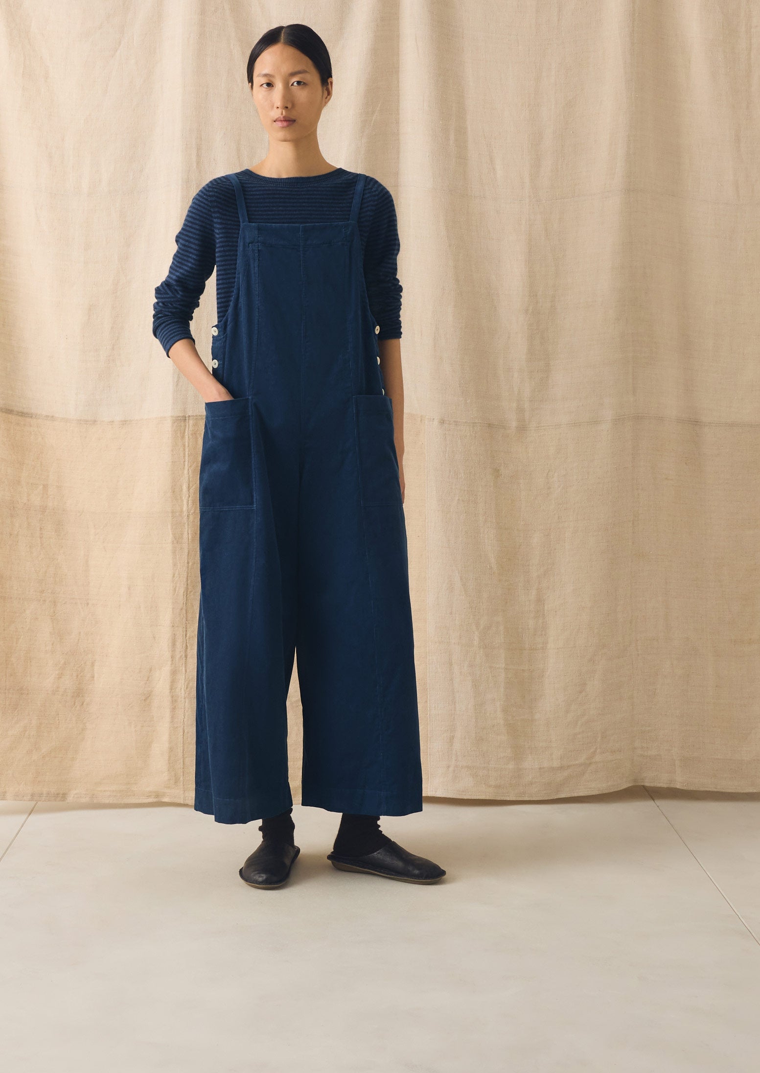 Organic Cord Pocket Jumpsuit | Denim Blue