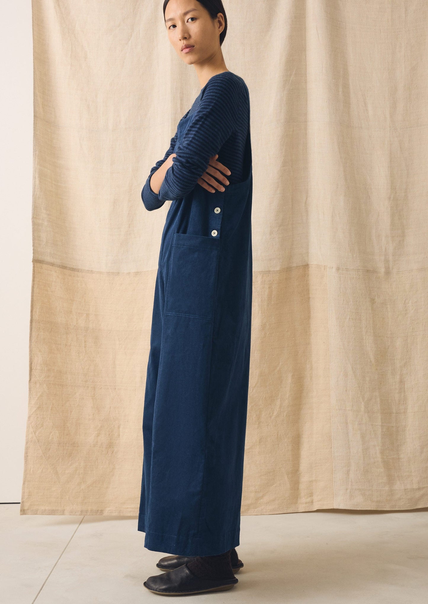 Organic Cord Pocket Jumpsuit | Denim Blue