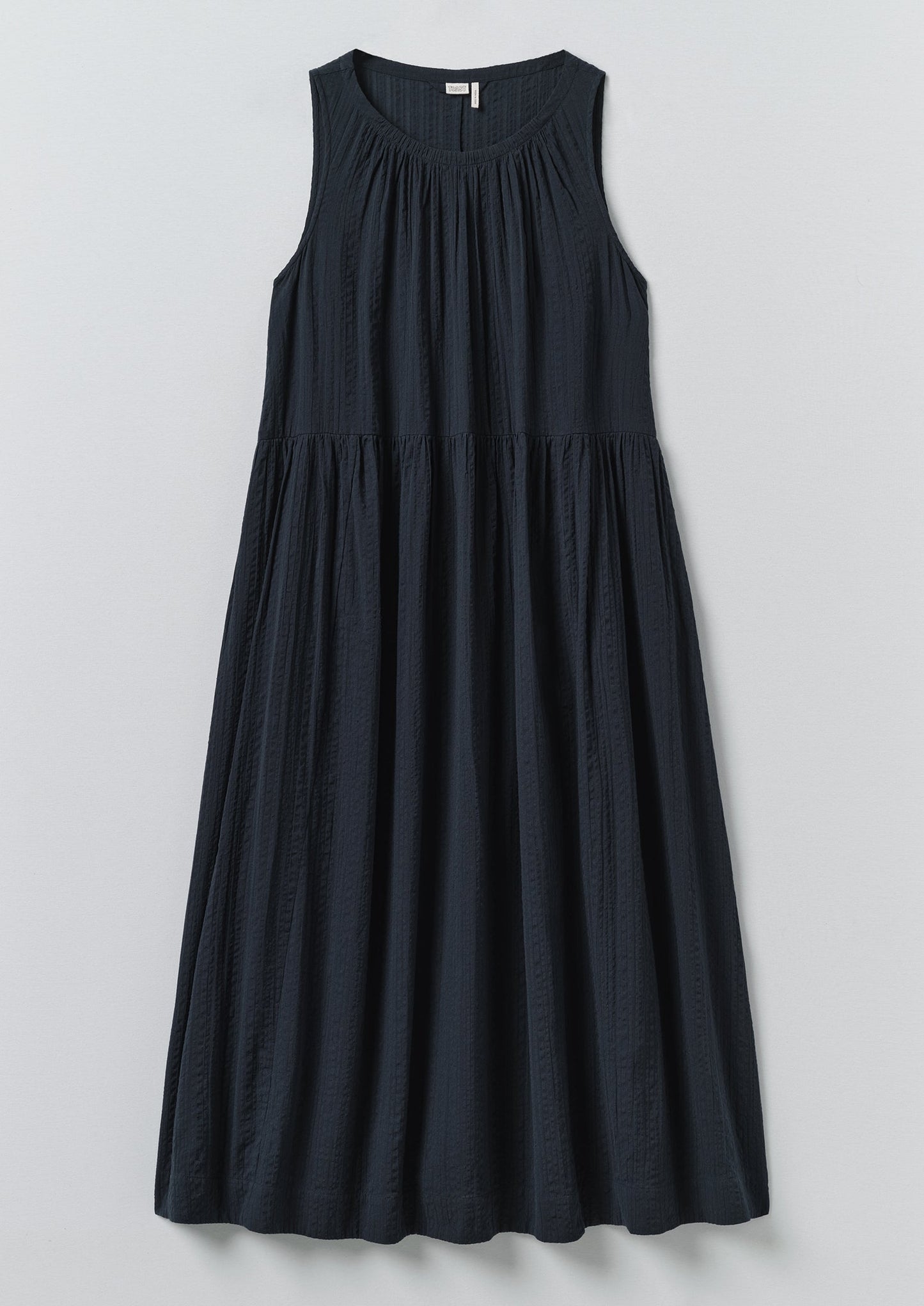 Lightweight Cotton Seersucker Dress | Navy