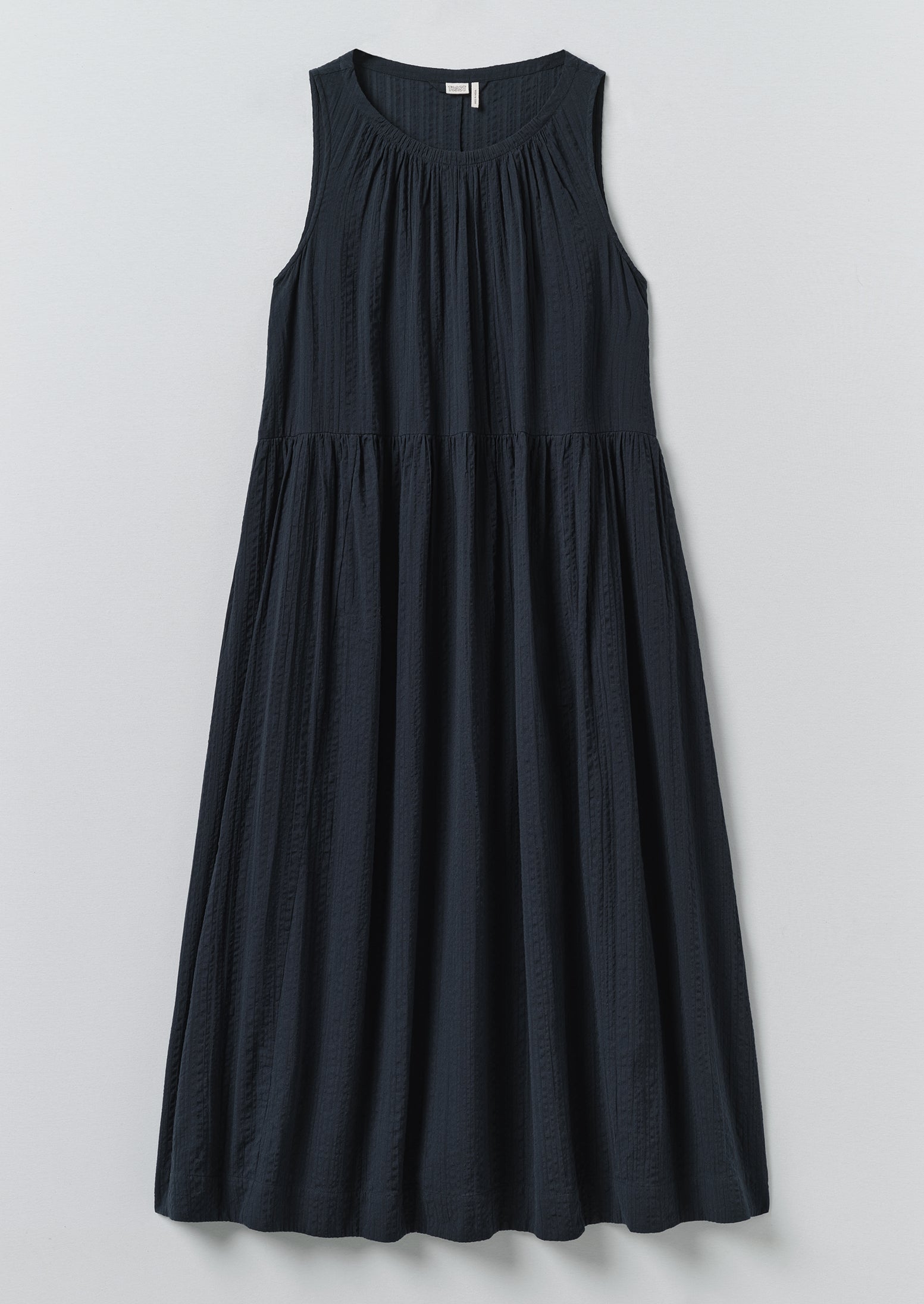 Lightweight Cotton Seersucker Dress | Navy