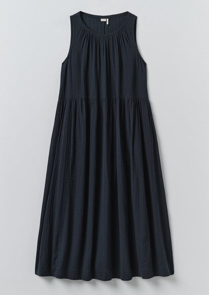 Lightweight Cotton Seersucker Dress | Navy