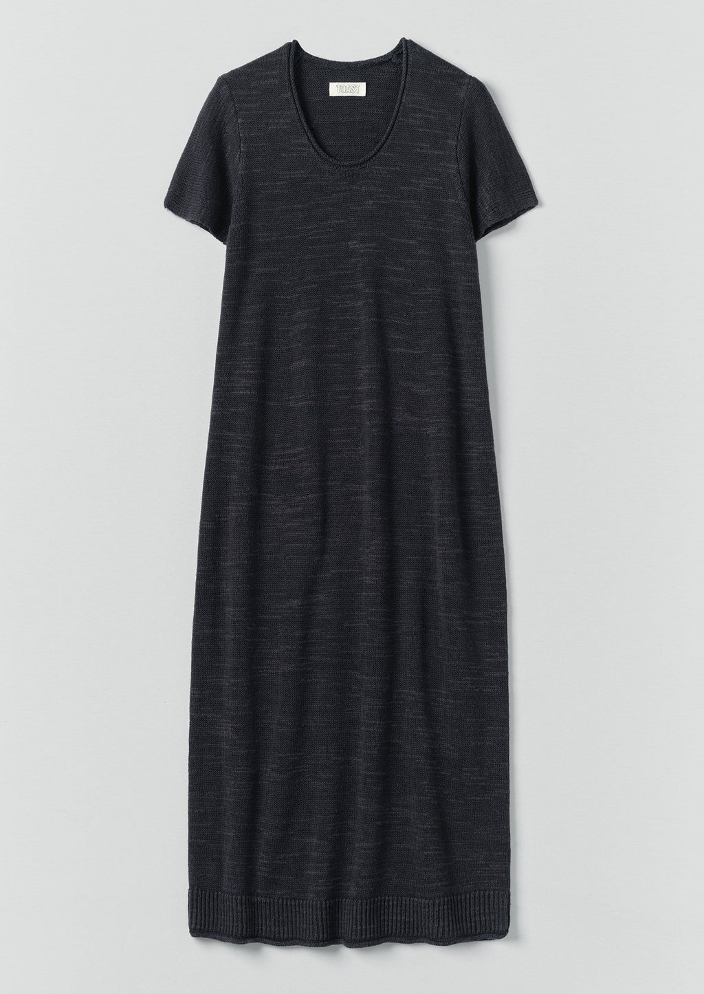 Knitted Linen Cotton T Shirt Dress | Dark Navy