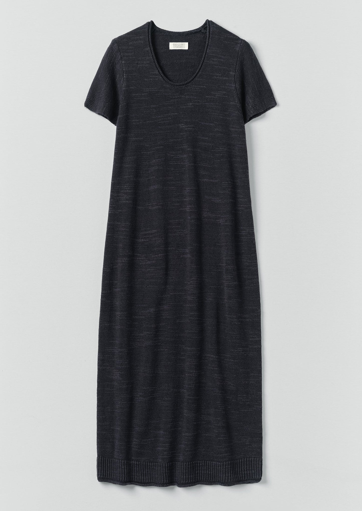 Knitted Linen Cotton T Shirt Dress | Dark Navy
