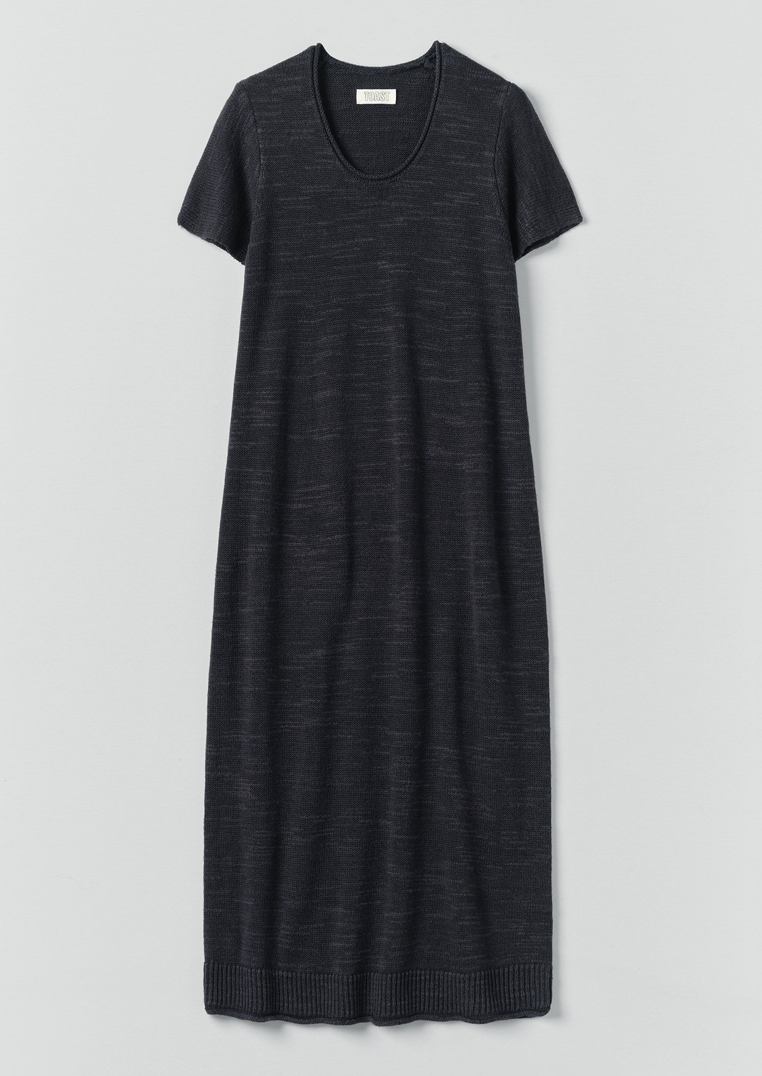 Knitted Linen Cotton T Shirt Dress | Dark Navy