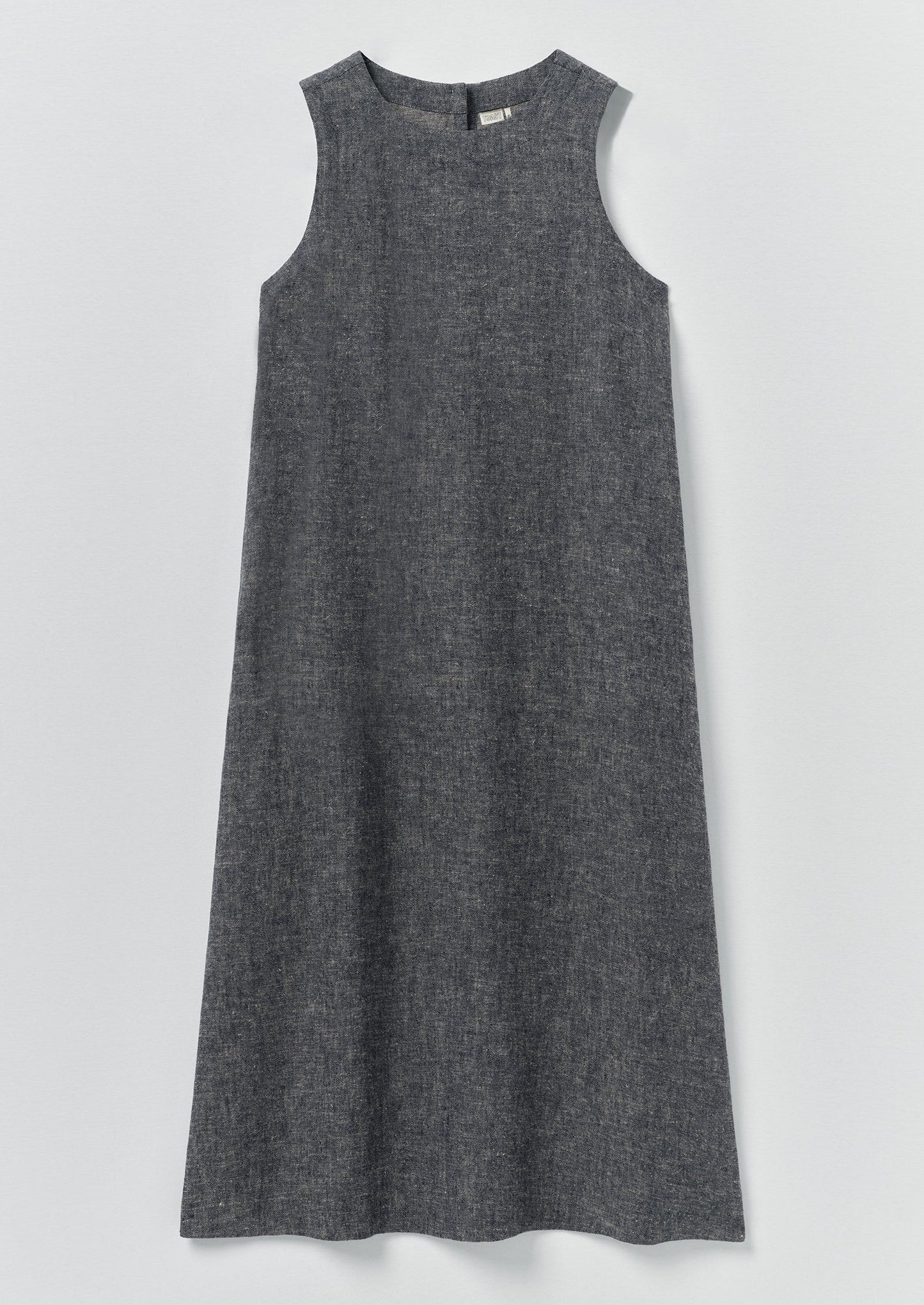 Linen Cotton Twill Apron Shift Dress | Navy/Ecru