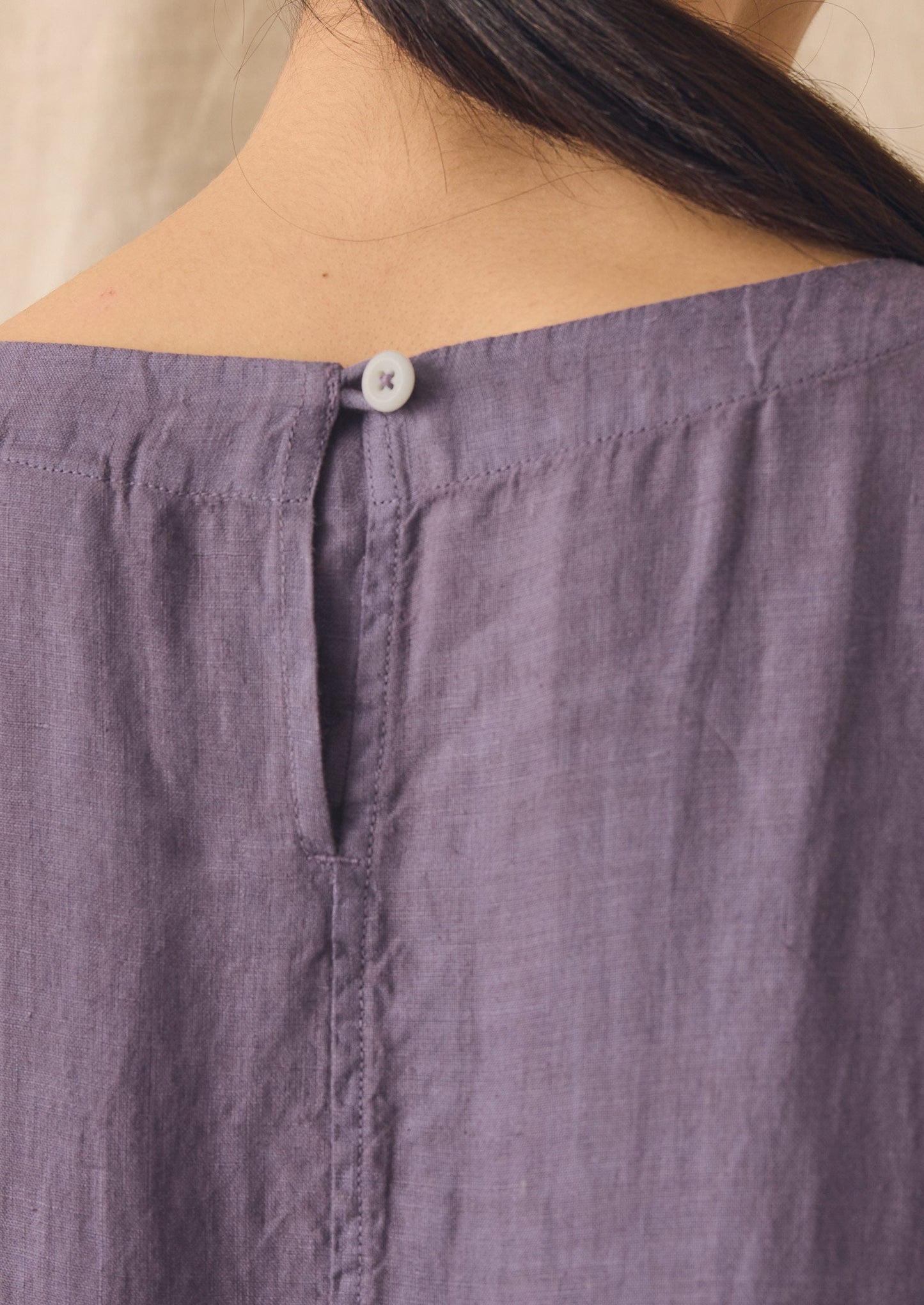 Lightweight Linen Gathered Waist Dress | Dark Thistle