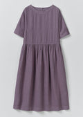 Lightweight Linen Gathered Waist Dress | Dark Thistle