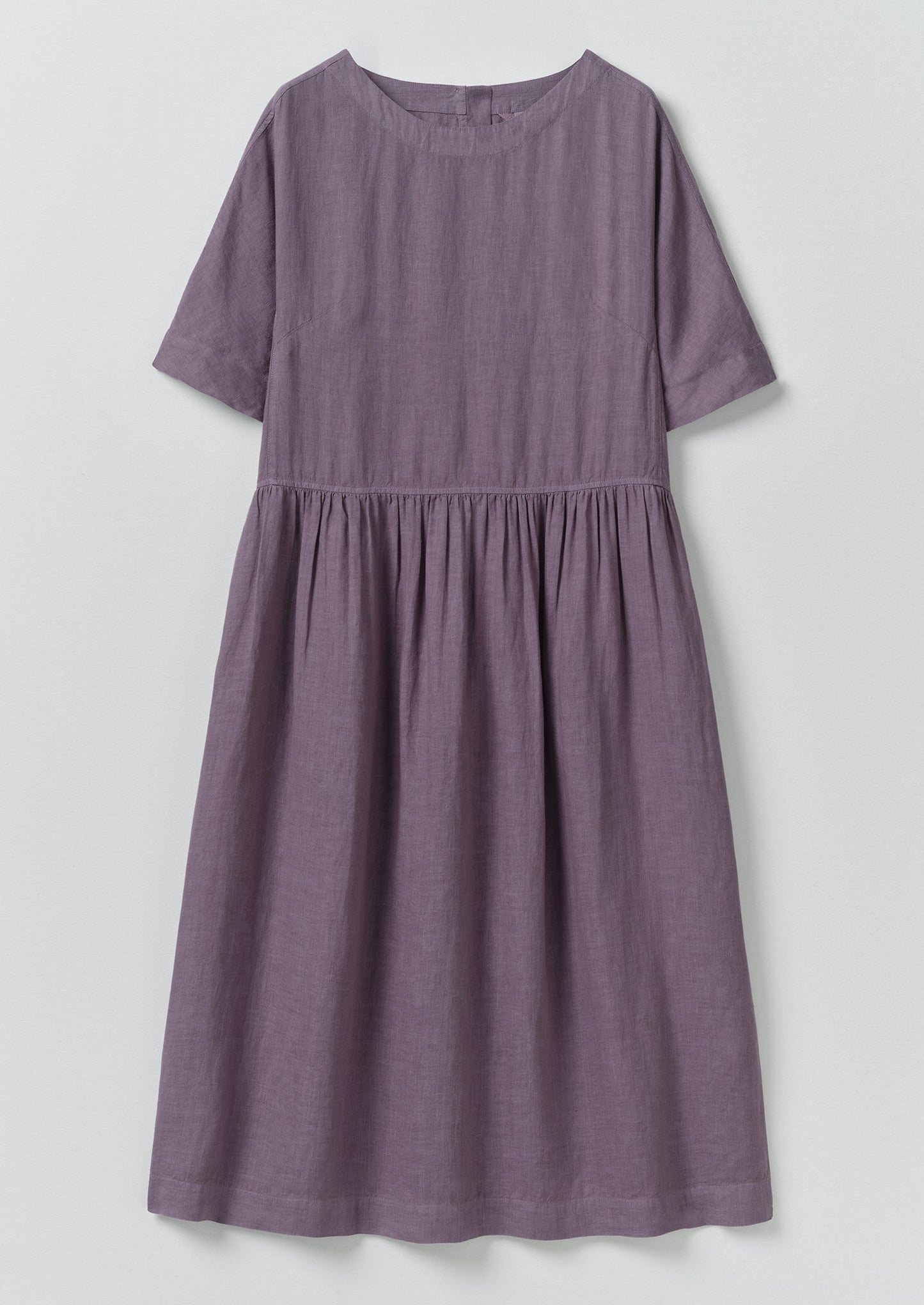 Lightweight Linen Gathered Waist Dress | Dark Thistle