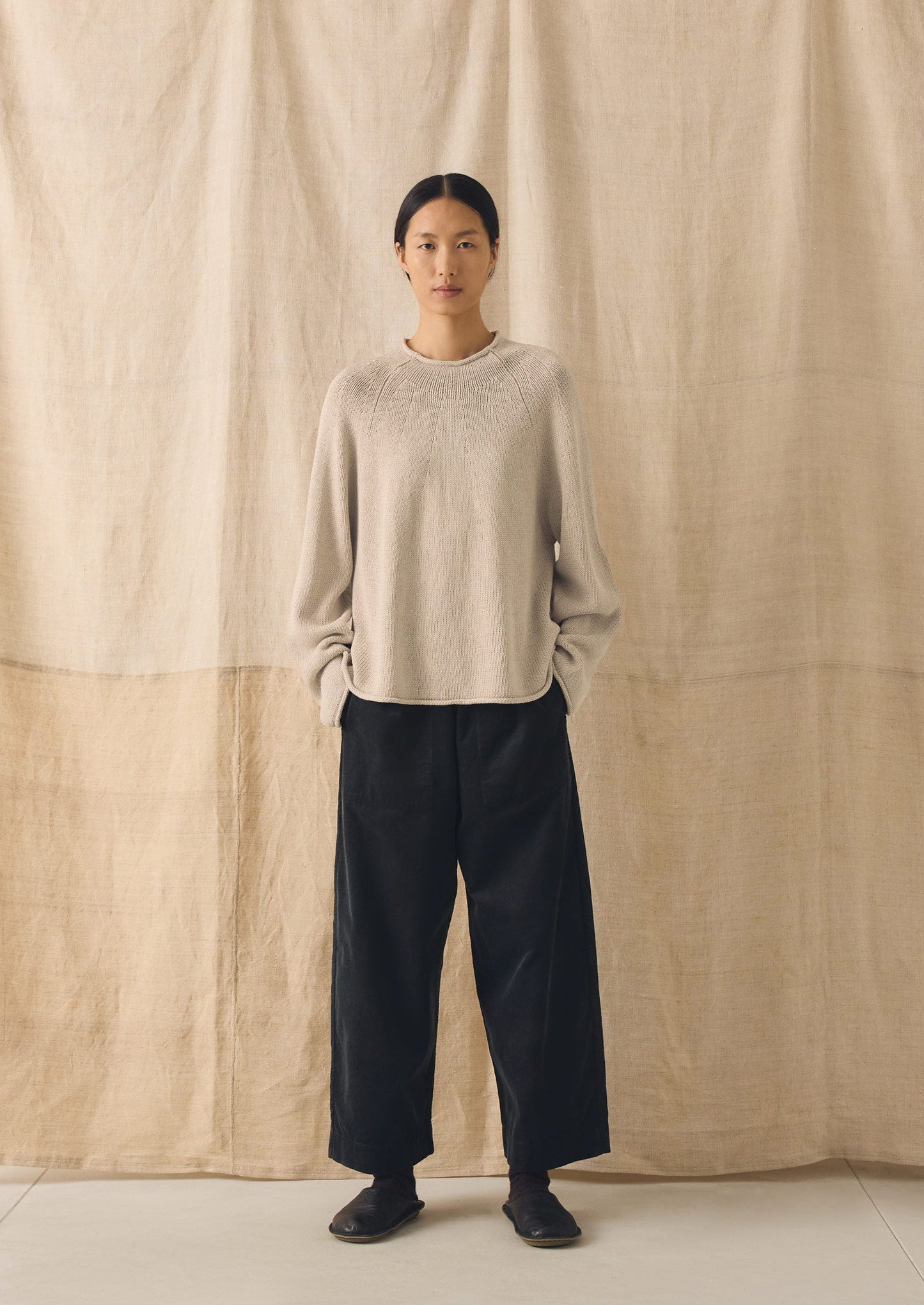 Organic Cotton Linen Easy Sweater | Parchment