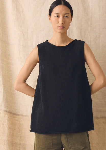 Linen Cotton Knitted Tank | Slate