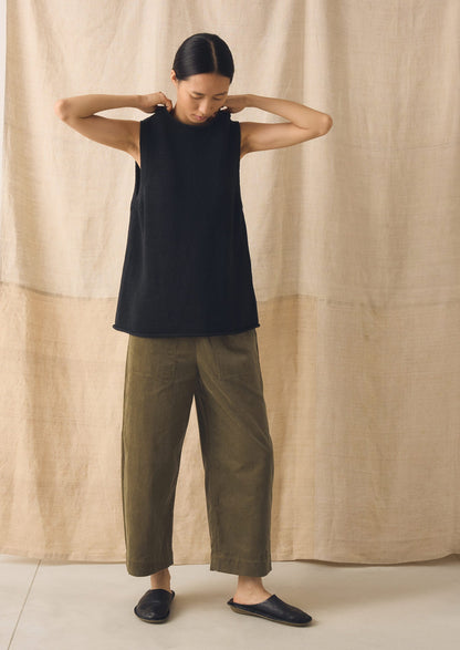Linen Cotton Knitted Tank | Slate