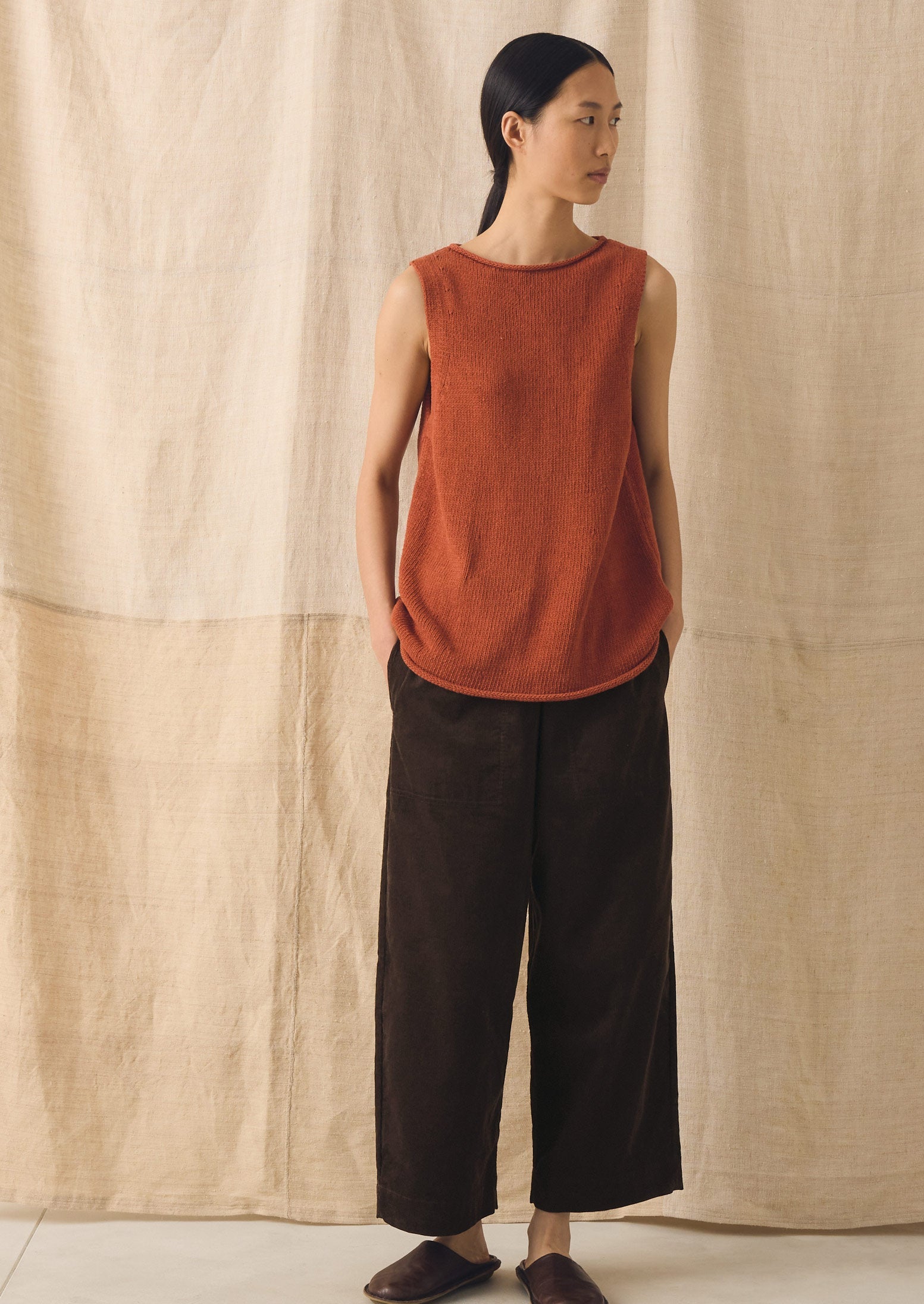 Linen Cotton Knitted Tank | Red Fig