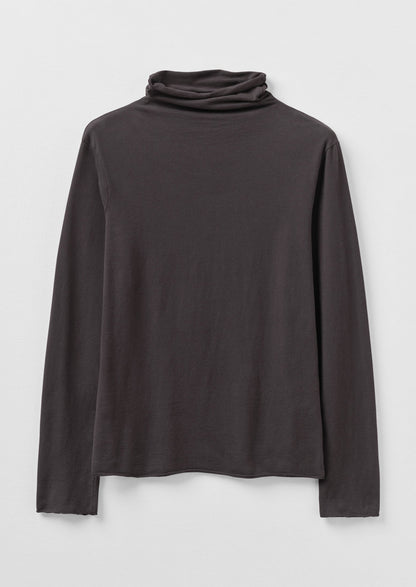 High Neck Soft Cotton Tee | Charcoal